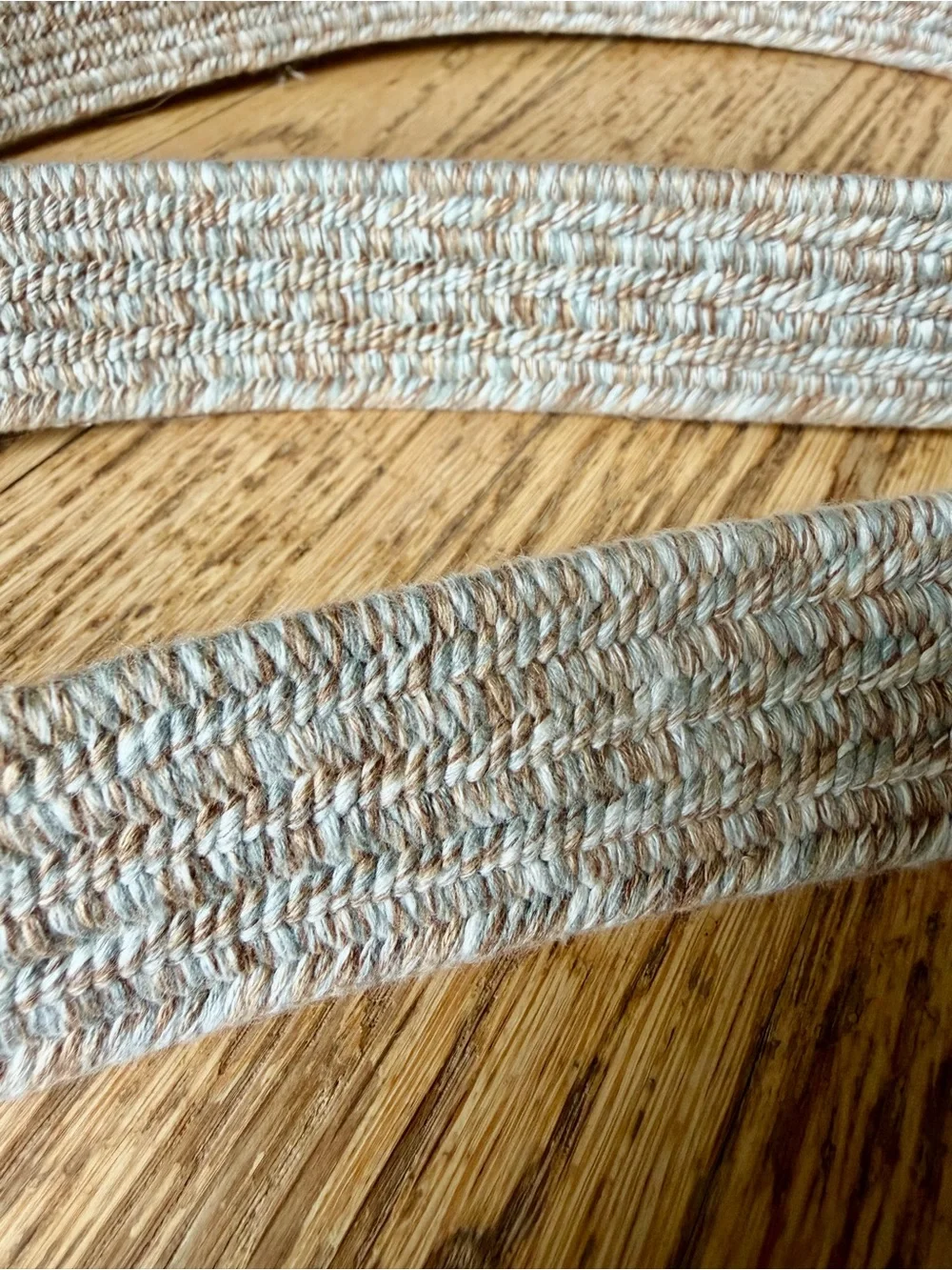 Roundtree & Yorke Men’s Woven Stretch Belt Beige Brown Leather Size 44